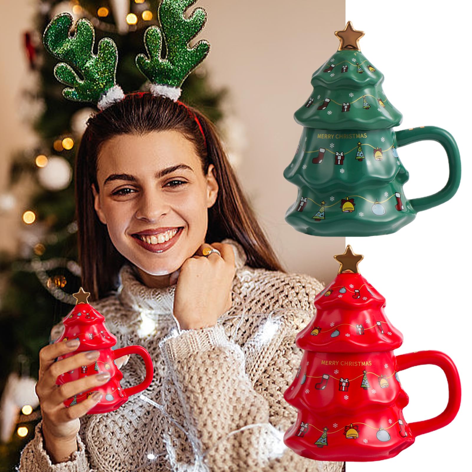 Amazon.co.jp: クリスマスツリーコーヒーマグ、1/2 クリスマス